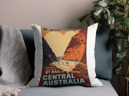 Vintage Central Australia Throw Pillow