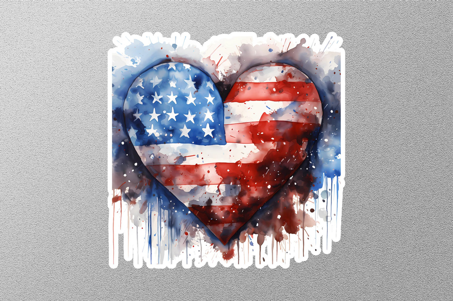 American Flag on Heart Sticker