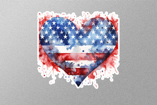 Patriotic Heart With American Flag Sticker