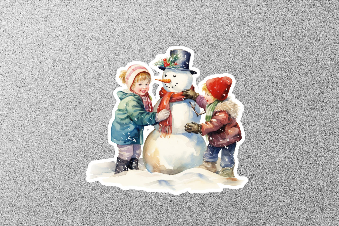 Vintage Santa & Snowmen Christmas Sticker