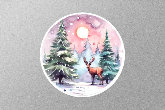 Deer In a Snow Christmas Sticker