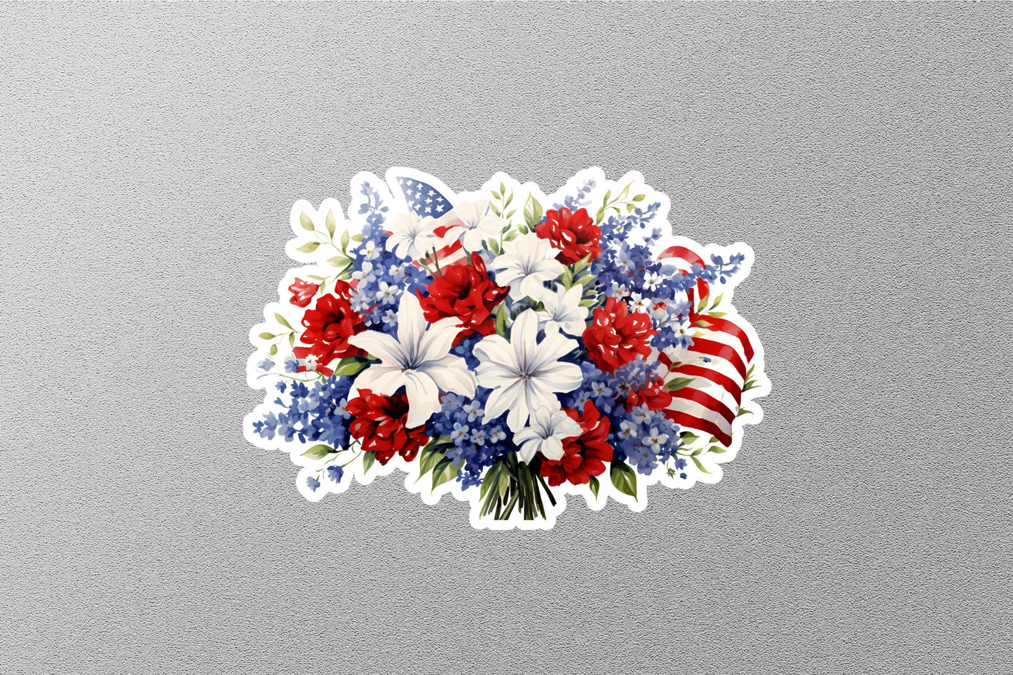 American Flag With Flowers Sticker