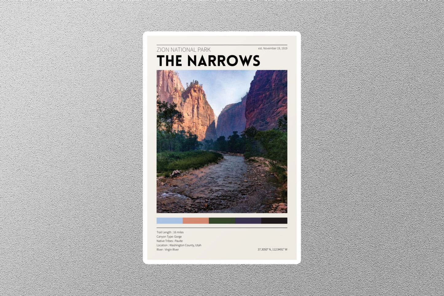 The Narrows Travel Sticker