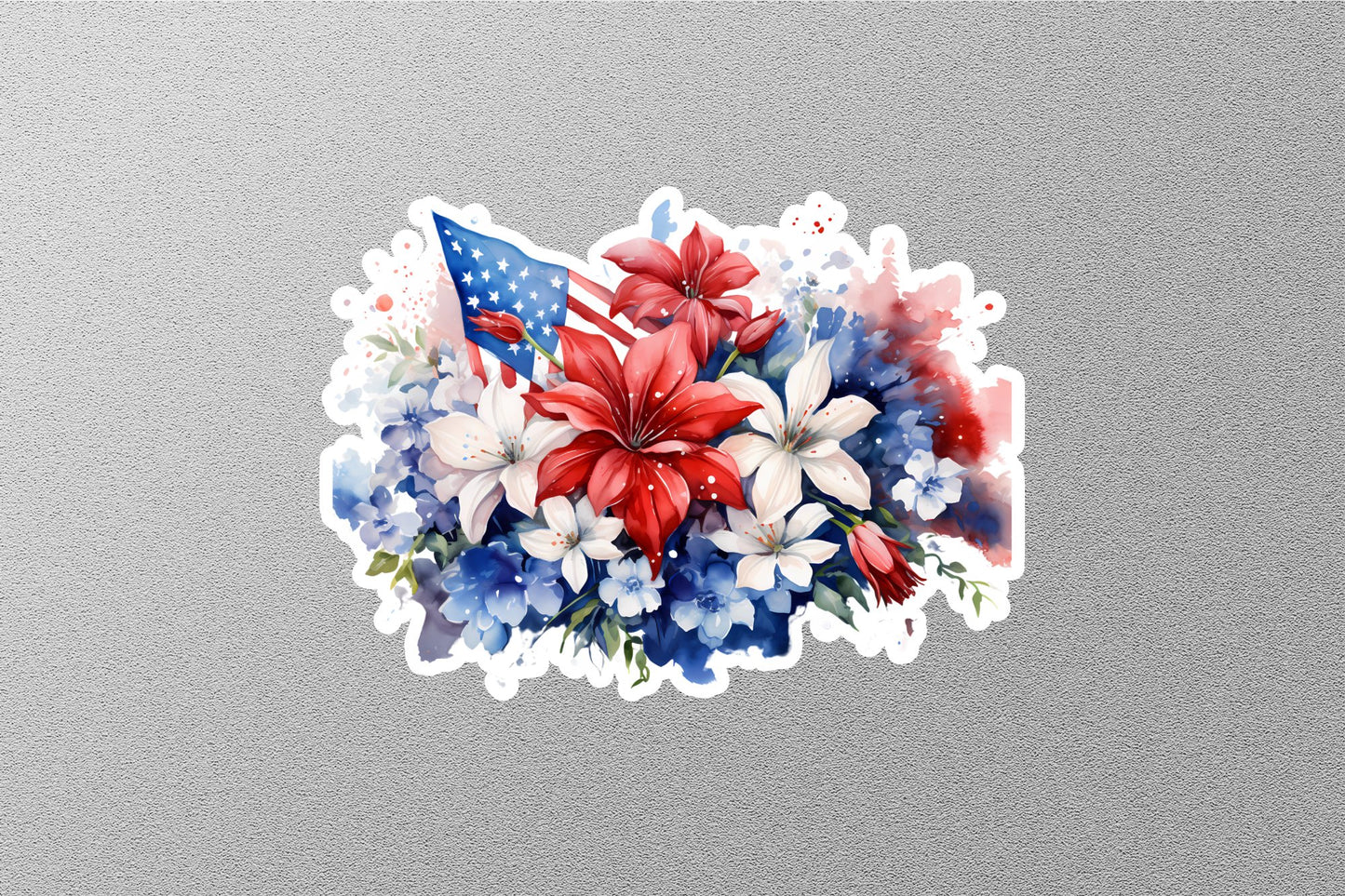 American Flag With Flowers Sticker