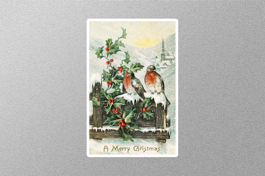 Vintage Birds Christmas Sticker
