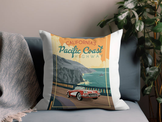 Vintage California Pacific Coast Throw Pillow
