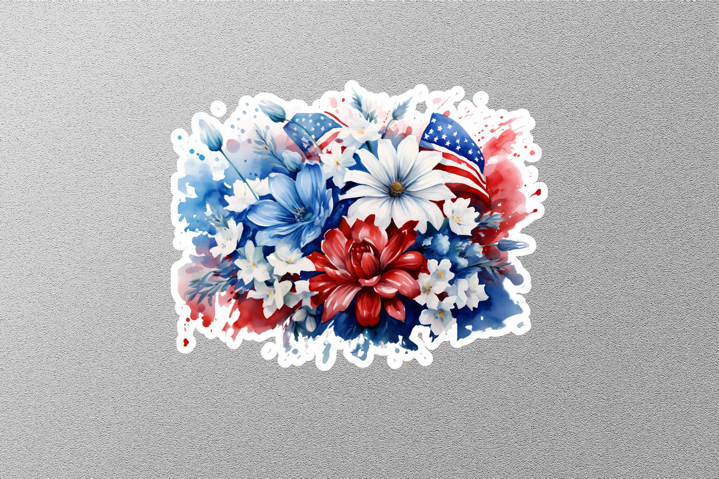 American Flag With Flowers Sticker