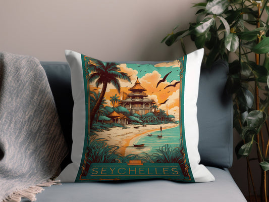 Vintage Seychelles Throw Pillow