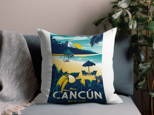 Vintage Cancun Throw Pillow