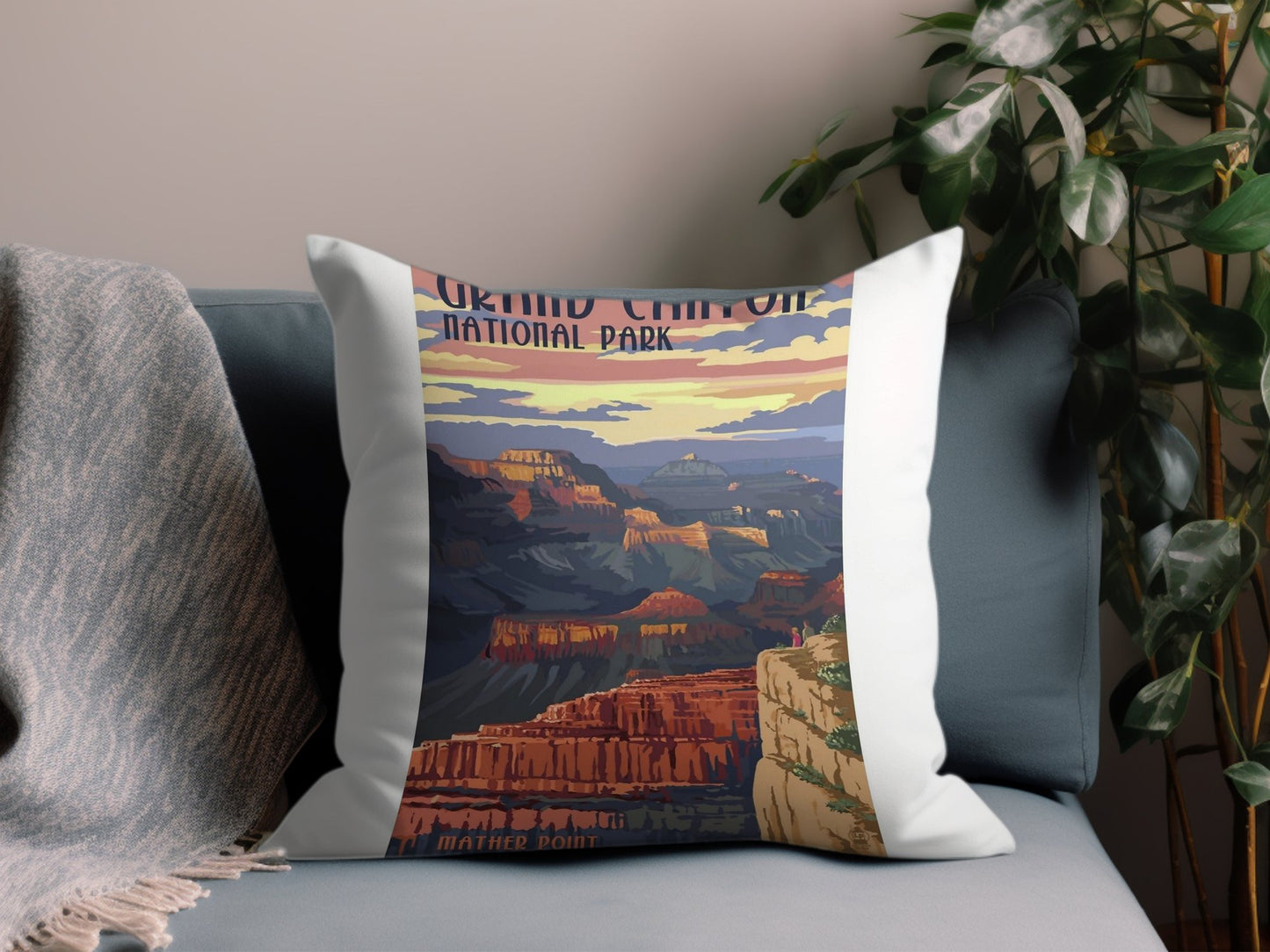 Vintage Grand Canyon National Park Throw Pillow