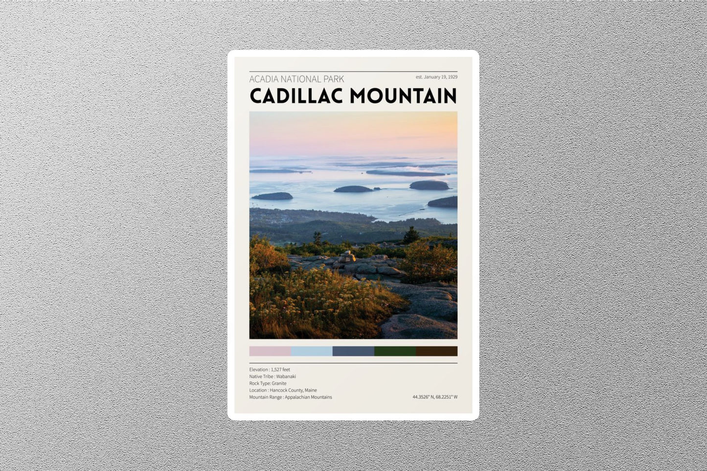 Cadillac Mountain Travel Sticker