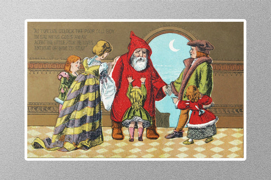 Wholesale Vintage Father and His Little Daughter Christmas Sticker