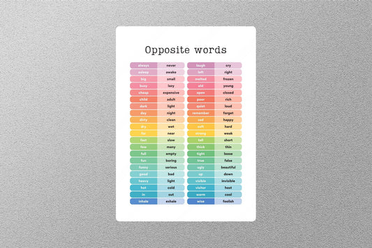 Opposite Words Education Sticker