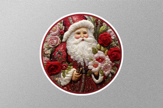 Cross Stitch Santa Christmas Sticker