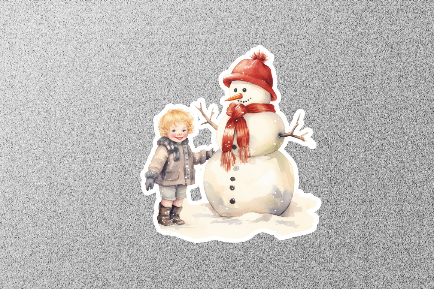 Vintage Baby Girl with Snowmen Christmas Sticker