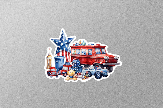 Independence Day American Flag on Gifts Sticker