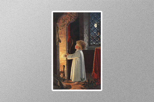 Vintage Little Boy With Fire Christmas Sticker