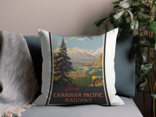 Vintage Canadian Pacific Railway Throw Pillow