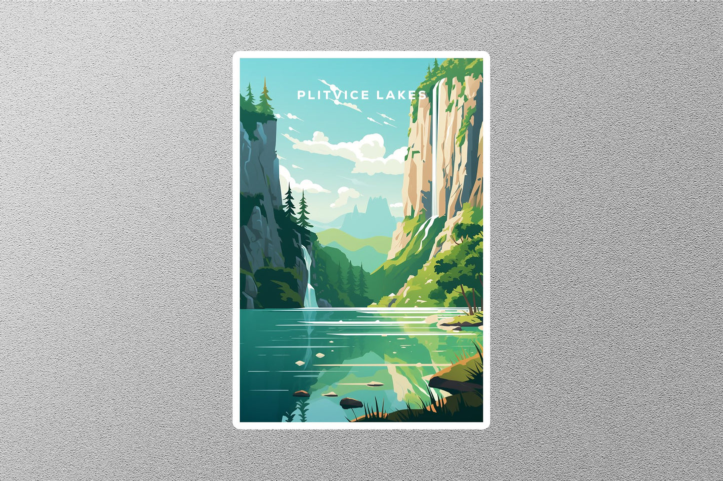 Vintage Plitvice Lakes National Park Travel Sticker