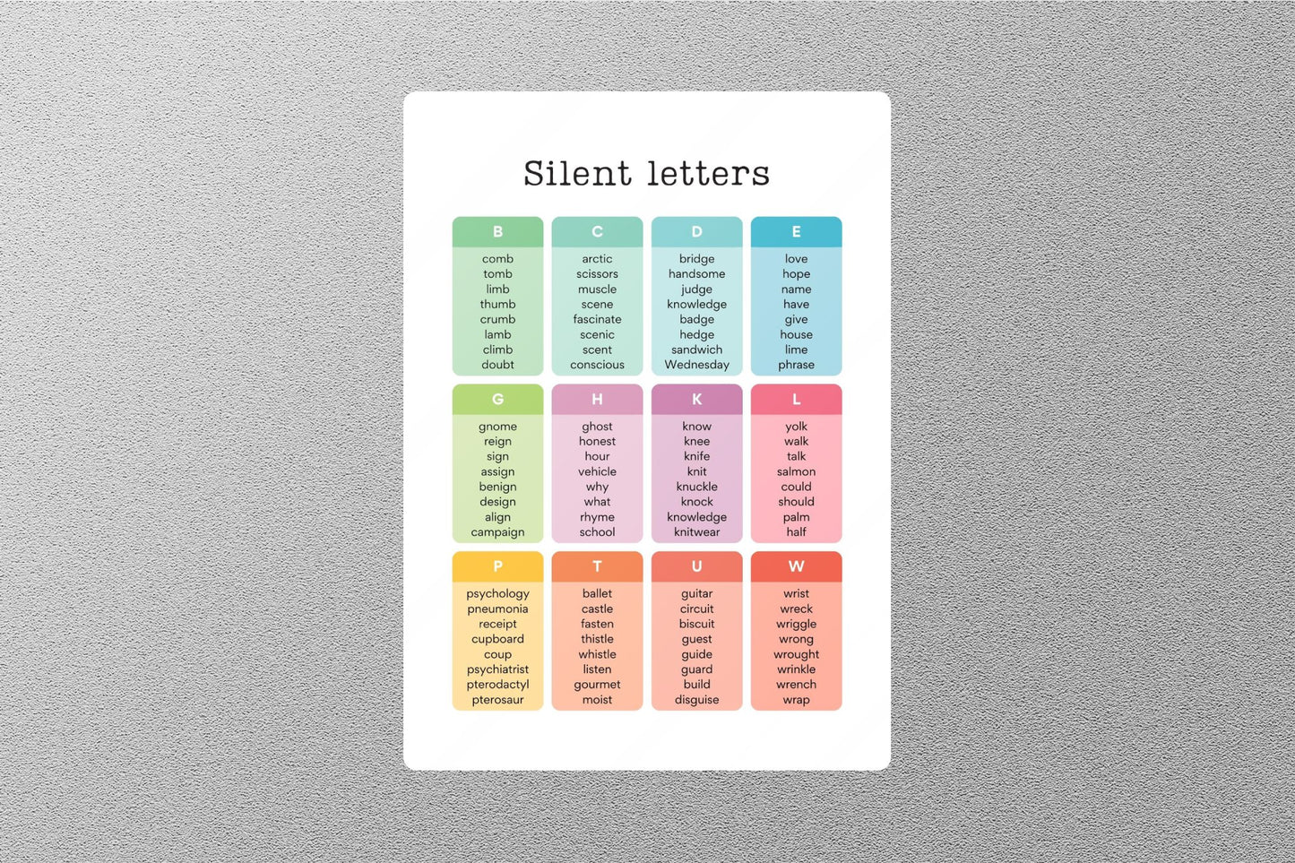 Silent Letters Education Sticker