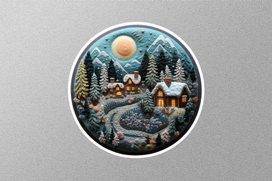 Full Fill With Snow Houses Winter Holiday Sticker