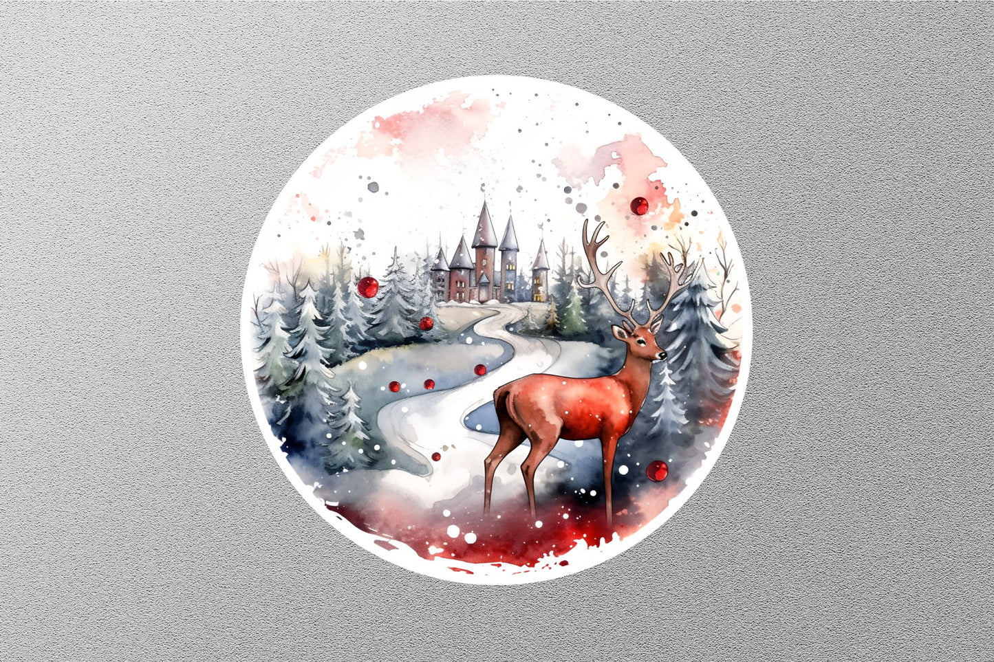 Red Deer With Ornaments Christmas Sticker