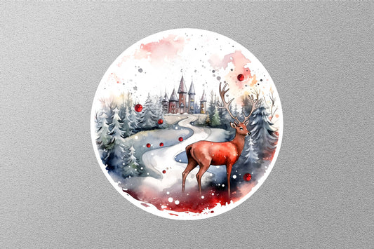 Red Deer With Ornaments Christmas Sticker