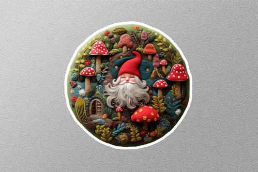 Cute Santa Claus With Mushrooms Winter Holiday Sticker