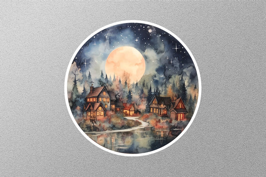 Harvest Moon Painting Autumn Christmas Sticker