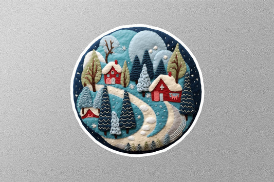 Snowy Houses Winter Holiday Sticker