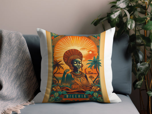 Vintage Nigeria Throw Pillow