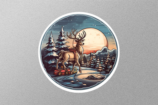 Deer Winter Retro Vintage Christmas Sticker