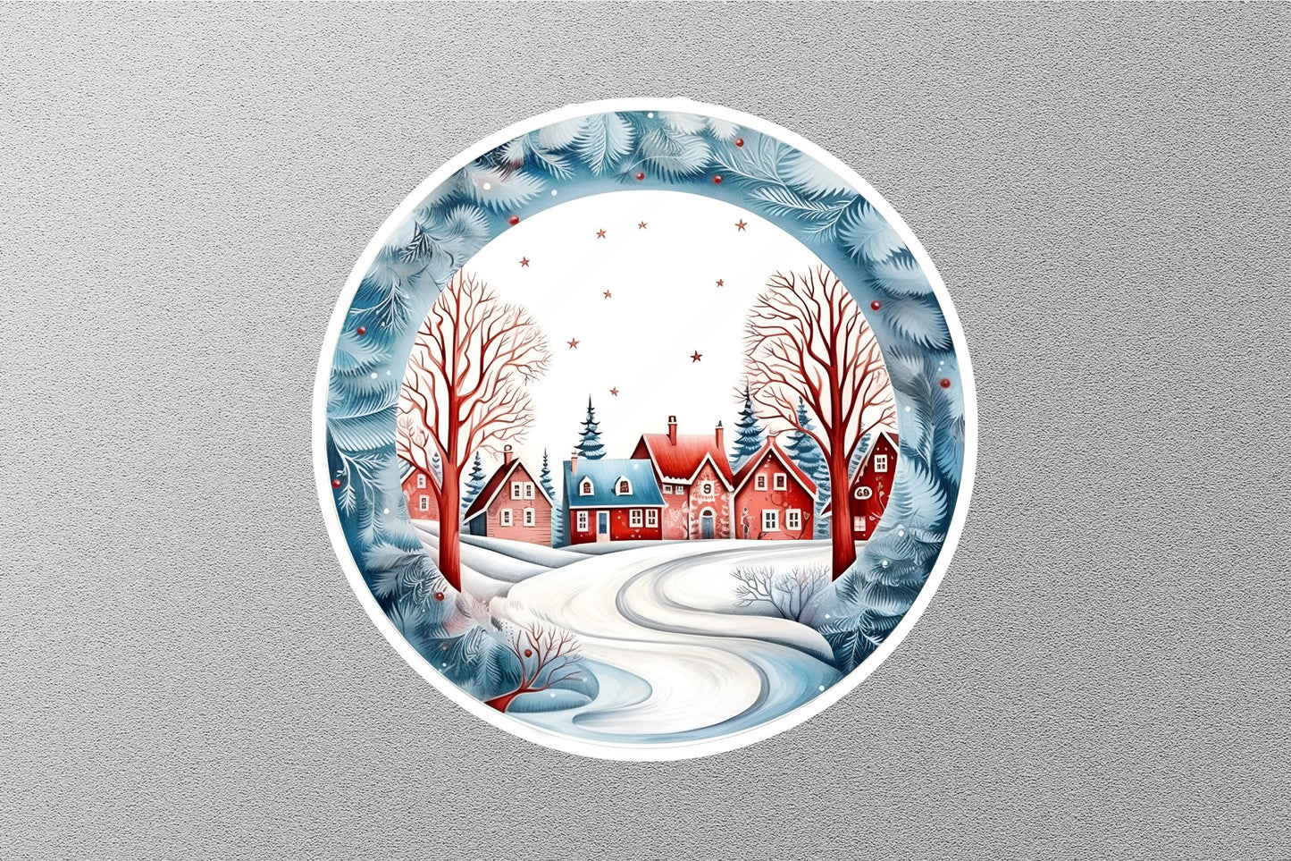 Church Snow Pin Christmas Sticker