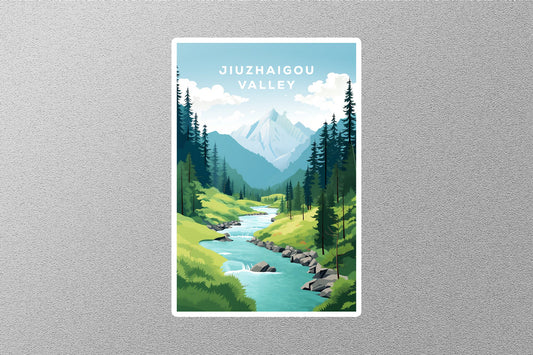 Vintage Jiuzhai Valley National Park Travel Sticker