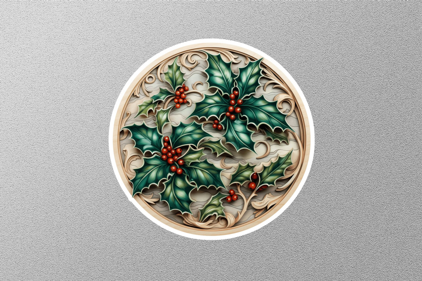 Cherries With Green Leafs Winter Holiday Sticker