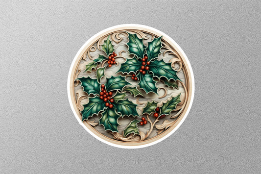 Cherries With Green Leafs Winter Holiday Sticker