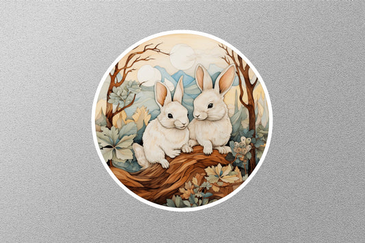 Two Rabbits Winter Holiday Sticker