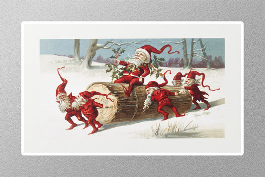 Wholesale Vintage Santa Elves Sweeping Miriam Christmas Sticker