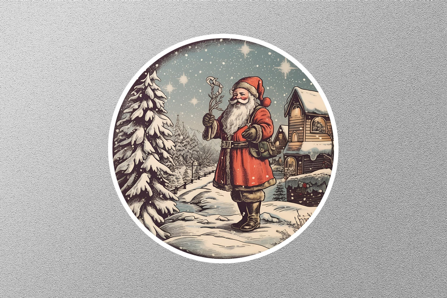 Santa Claus With Snow Christmas Sticker