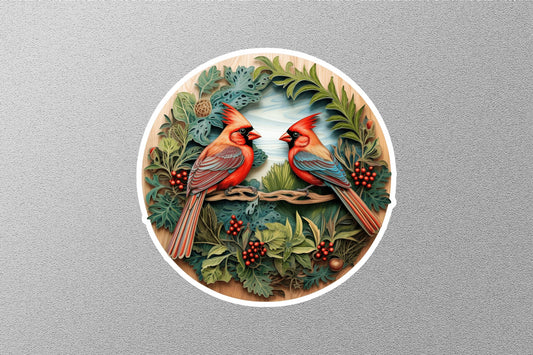 Two Cardinals Winter Holiday Sticker