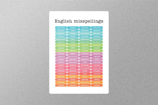 English Common Misspellings 2 Education Sticker