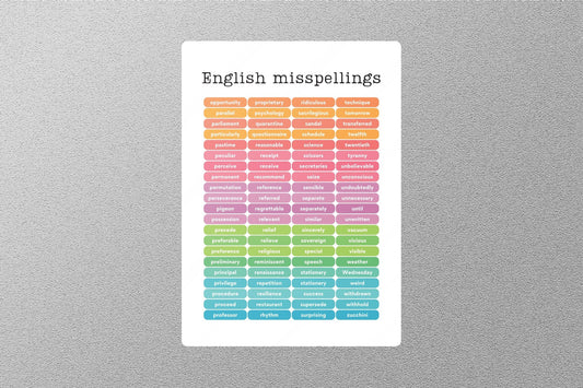 English Common Misspellings 3 Education Sticker