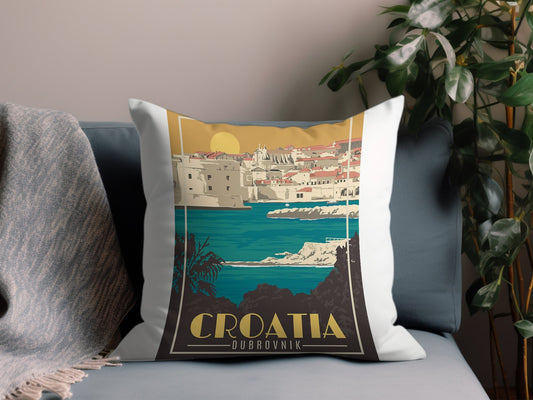 Vintage Croatia Throw Pillow