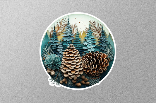 Pinecone Tree Winter Holiday Sticker