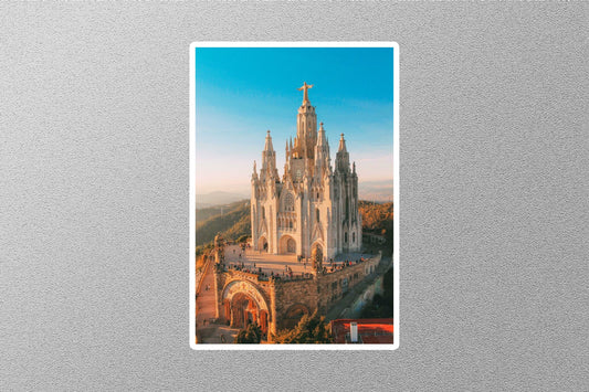 Tibidabo Church On Mountain In Barcelona Spain Travel Sticker