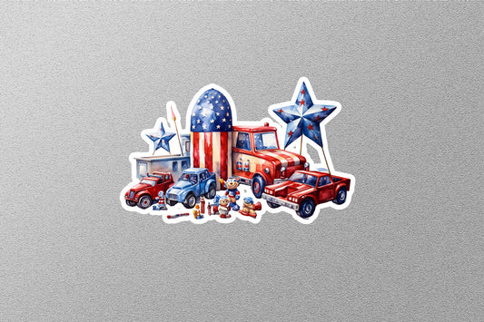 Independence Day American Flag on Gifts Sticker