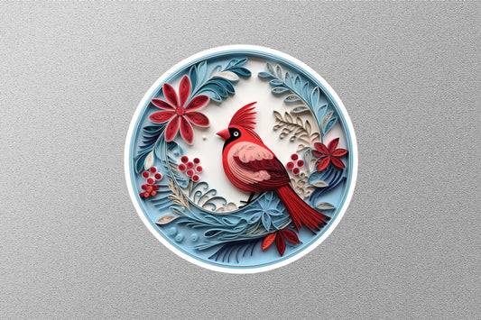 Cardinal Bird Winter Holiday Sticker