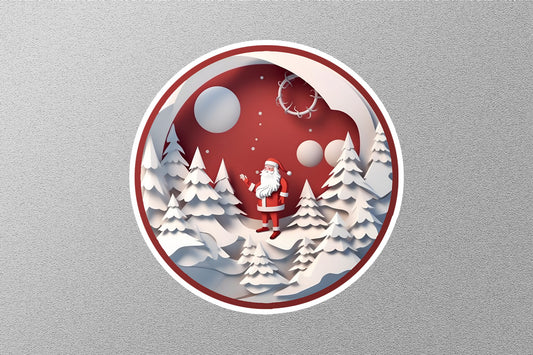 Santa Claus Snow Forest Christmas Sticker