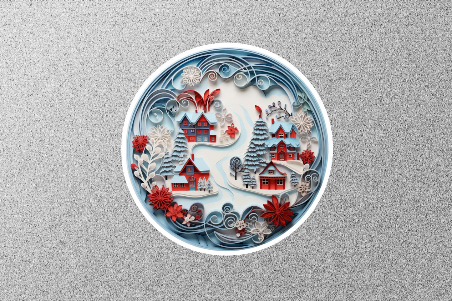 Snowy Houses Winter Holiday Sticker