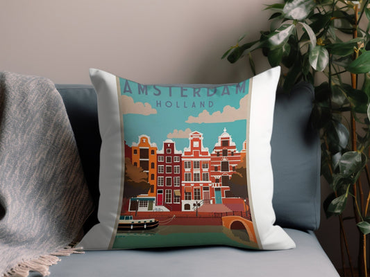 Vintage Amsterdam Holland Throw Pillow